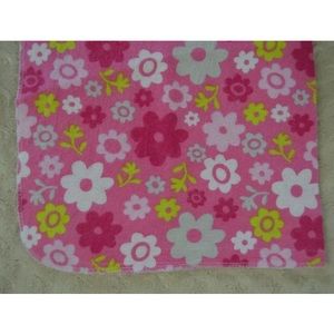 Swiggles Floral Flower Baby Blanket Pink White Green Gray Flannel Receiving